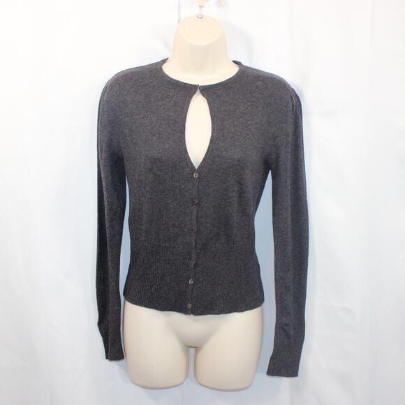 Sandra Angelozzi Womens Charcoal Gray Keyhole Front Sweater Long Sleeve Sz Small - Picture 1 of 9